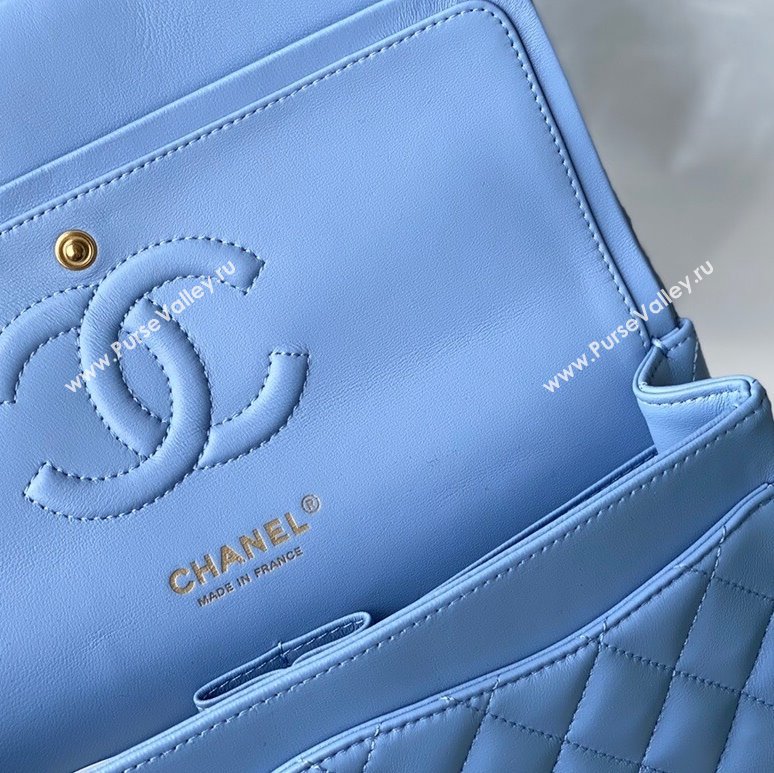 Chanel Quilted Lambskin Classic Medium Flap Bag A01112 Blue/Gold 2021 (SM-210930059)