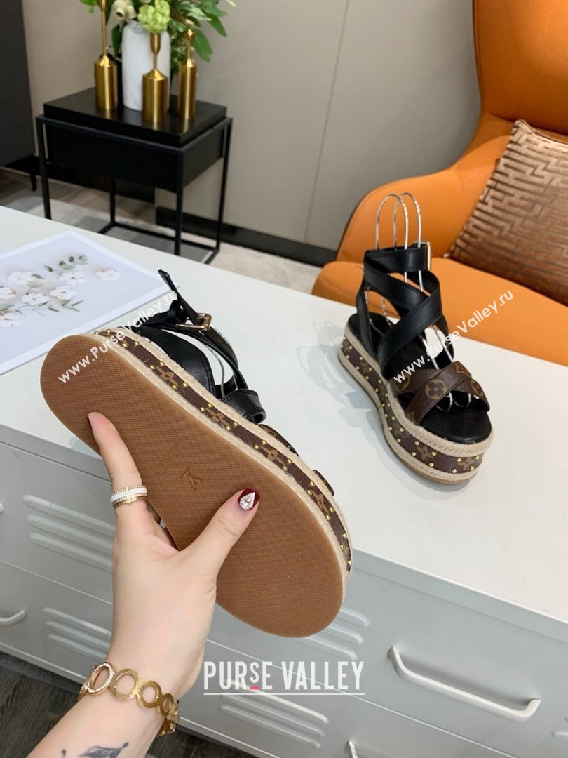 Louis Vuitton Platform Sandals in in Monogram Canvas Leather Black 2025 (SS-25022015)
