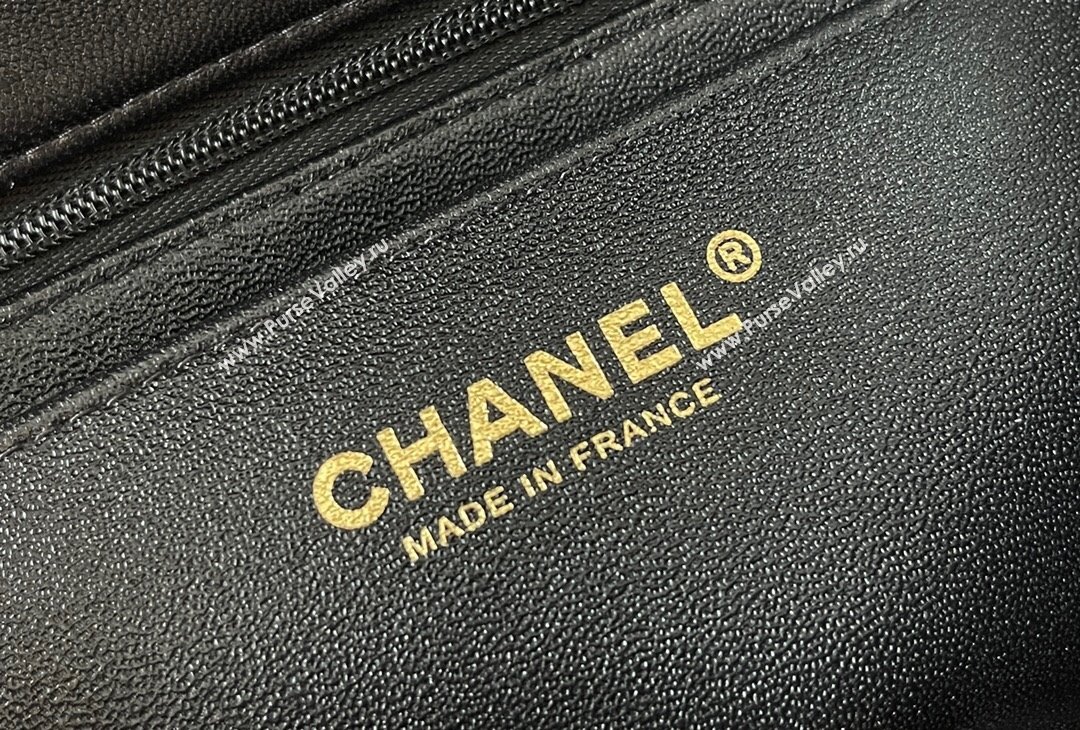 Chanel Quilted Lambskin Mini Classic Flap Bag A01116 Black/Light Gold 2024 Original Quality (MHE-24031408)