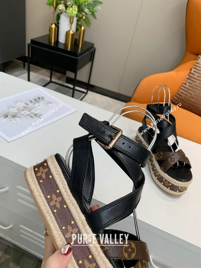 Louis Vuitton Platform Sandals in in Monogram Canvas Leather Black 2025 (SS-25022015)