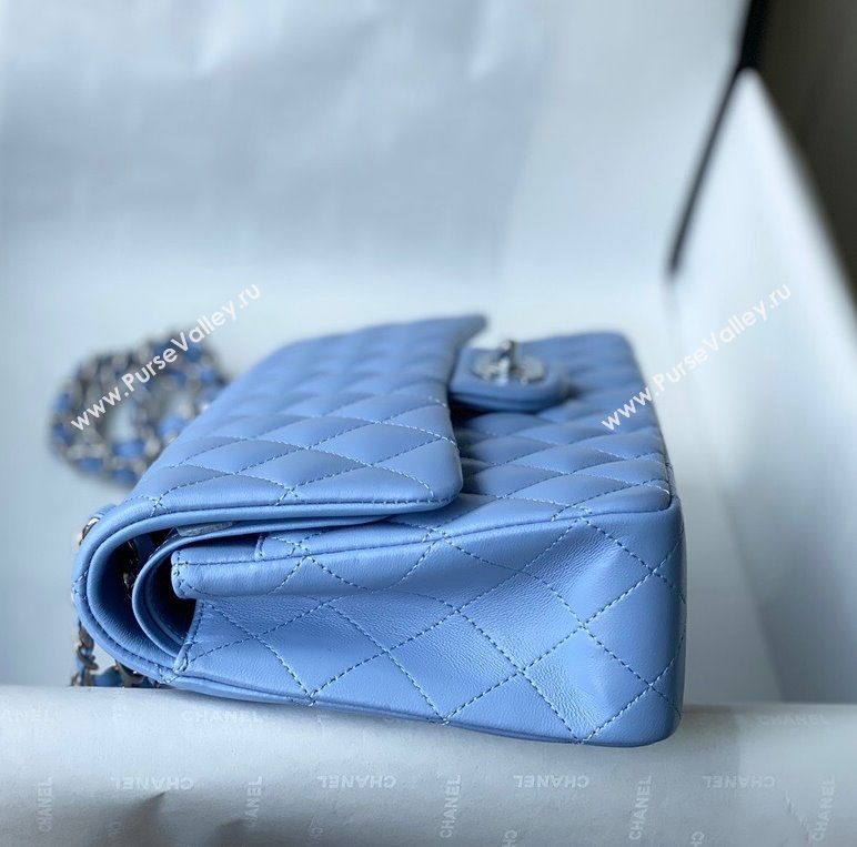 Chanel Quilted Lambskin Classic Medium Flap Bag A01112 Blue/Silver 2021 (SM-210930060)