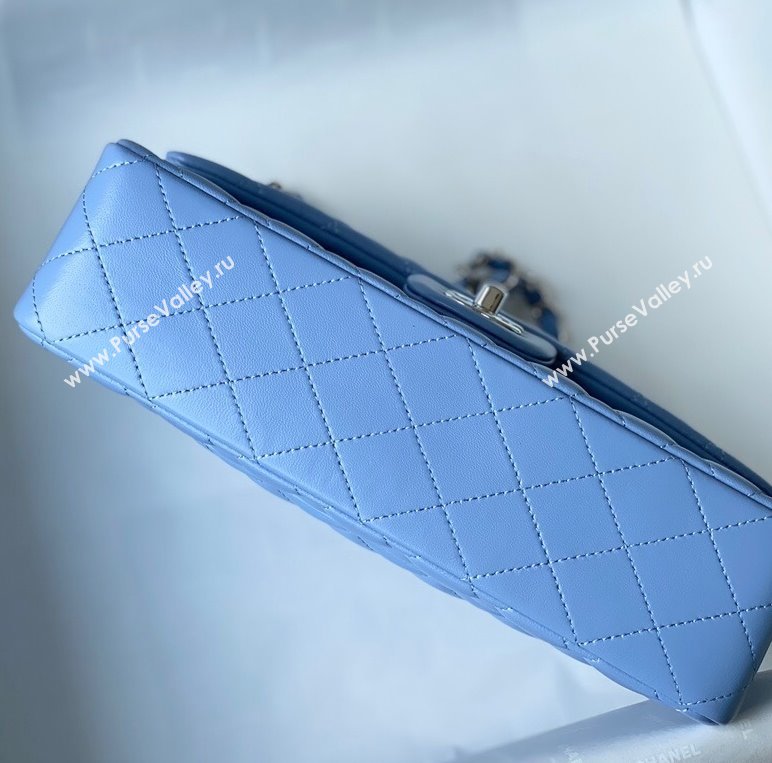 Chanel Quilted Lambskin Classic Medium Flap Bag A01112 Blue/Silver 2021 (SM-210930060)