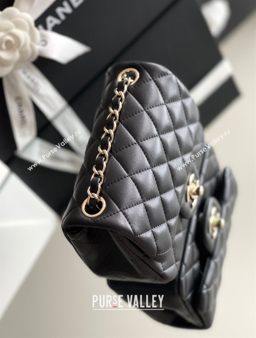 Chanel Quilted Lambskin Mini Square Flap Bag A01117 Black/Light Gold 2024 Original Quality (MHE-24031414)
