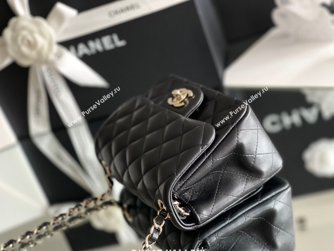 Chanel Quilted Lambskin Mini Square Flap Bag A01117 Black/Light Gold 2024 Original Quality (MHE-24031414)