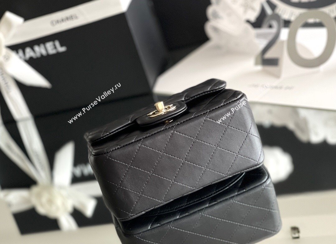 Chanel Quilted Lambskin Mini Square Flap Bag A01117 Black/Light Gold 2024 Original Quality (MHE-24031414)