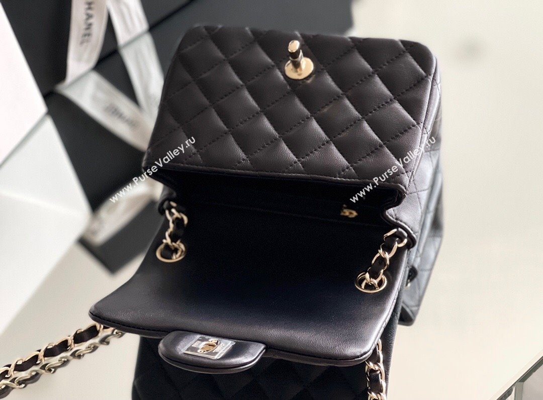 Chanel Quilted Lambskin Mini Square Flap Bag A01117 Black/Light Gold 2024 Original Quality (MHE-24031414)