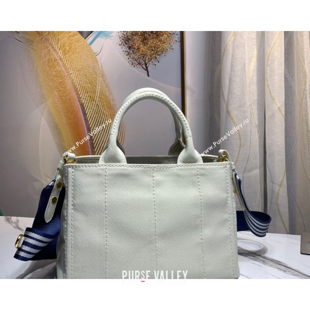 Prada Small Cotton Canvas Tote 1BG439 White 2021 (YZ-21080438)