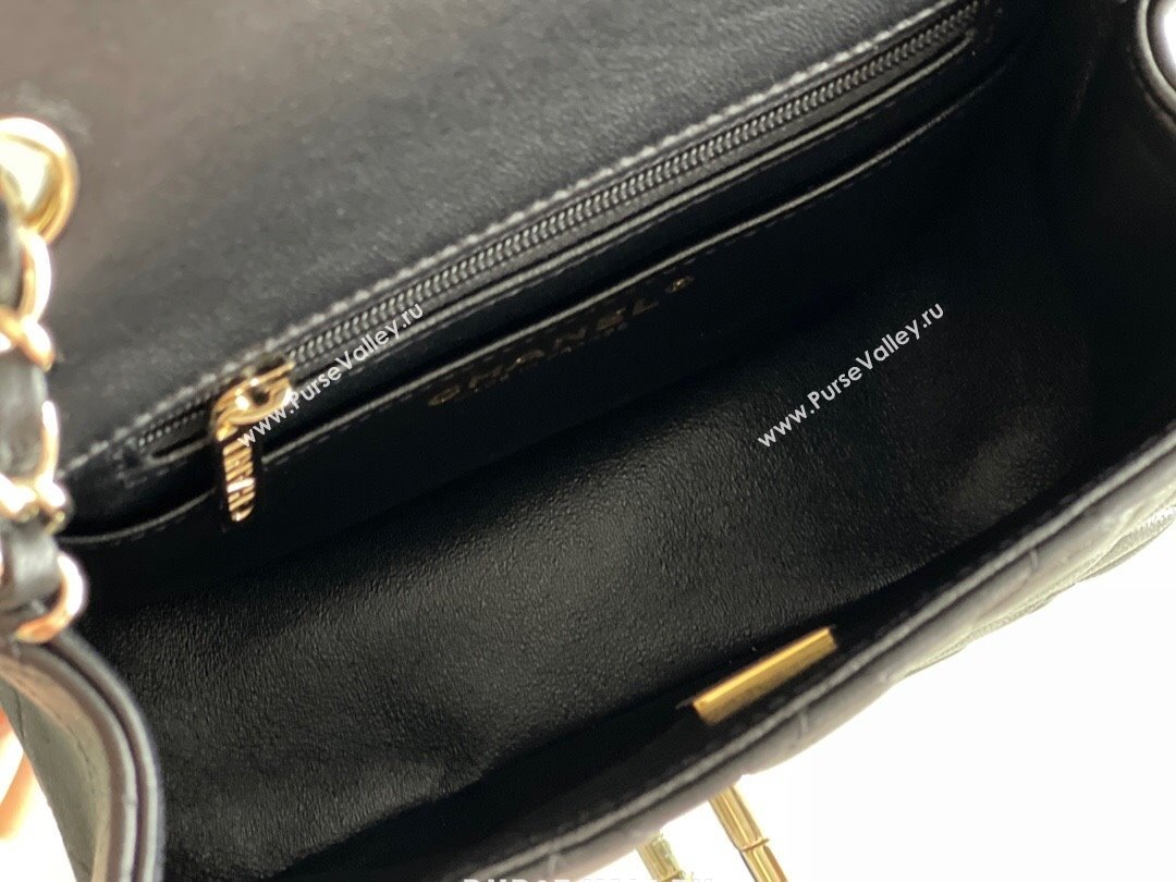 Chanel Quilted Lambskin Mini Square Flap Bag A01117 Black/Light Gold 2024 Original Quality (MHE-24031414)