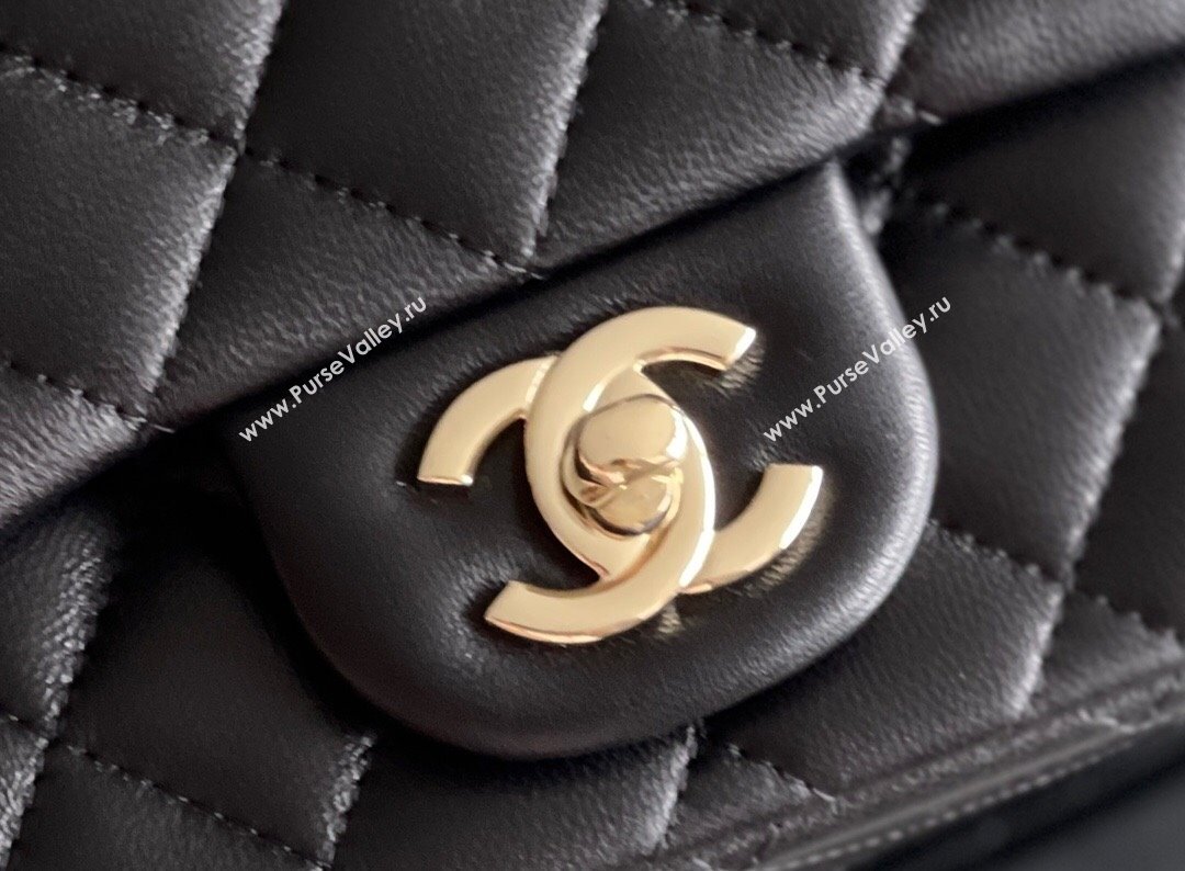 Chanel Quilted Lambskin Mini Square Flap Bag A01117 Black/Light Gold 2024 Original Quality (MHE-24031414)