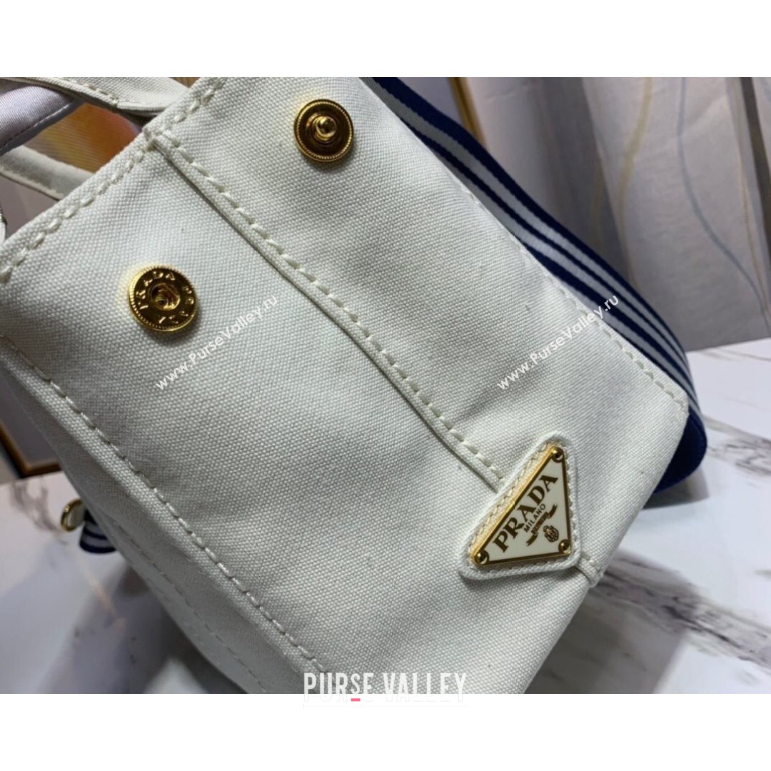 Prada Small Cotton Canvas Tote 1BG439 White 2021 (YZ-21080438)