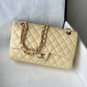 Chanel Quilted Lambskin Classic Medium Flap Bag A01112 Yellow/Light Gold 2021 (SM-210930061)