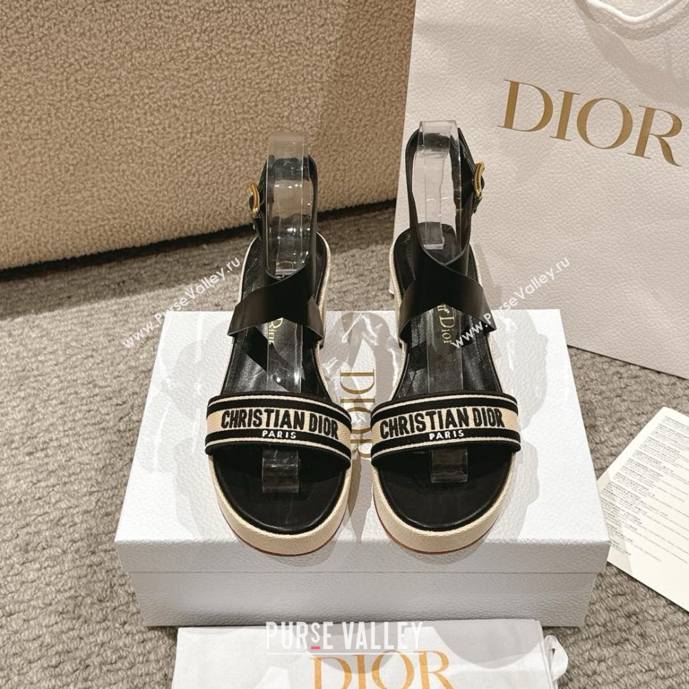 Dior Dway Heeled Sandals 7cm D22002 Black 2025 (MD-25022002)