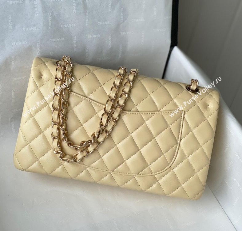 Chanel Quilted Lambskin Classic Medium Flap Bag A01112 Yellow/Light Gold 2021 (SM-210930061)