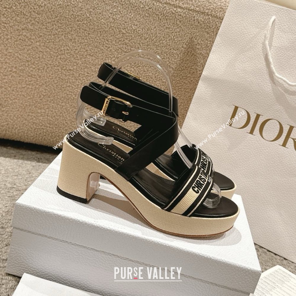 Dior Dway Heeled Sandals 7cm D22002 Black 2025 (MD-25022002)