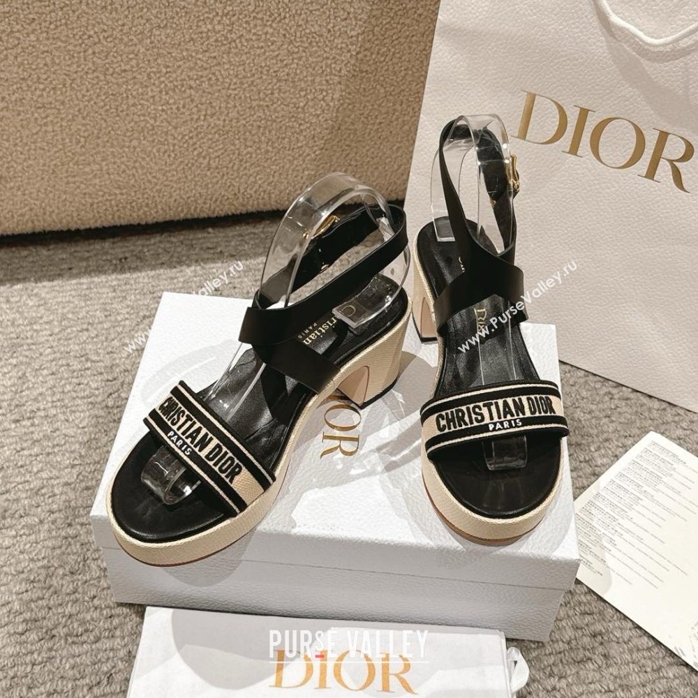 Dior Dway Heeled Sandals 7cm D22002 Black 2025 (MD-25022002)