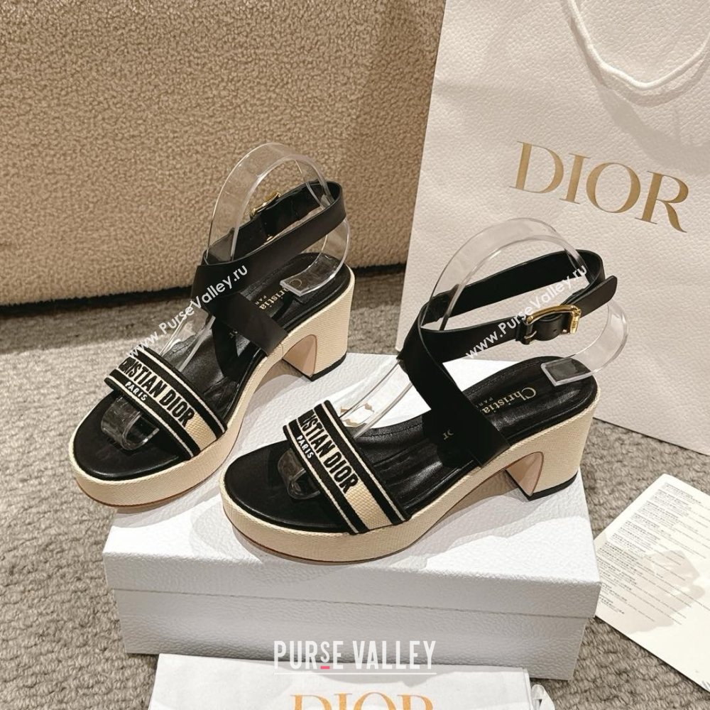 Dior Dway Heeled Sandals 7cm D22002 Black 2025 (MD-25022002)