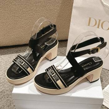 Dior Dway Heeled Sandals 7cm D22002 Black 2025 (MD-25022002)