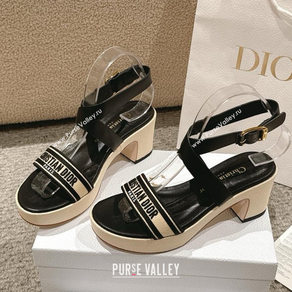 Dior Dway Heeled Sandals 7cm D22002 Black 2025 (MD-25022002)