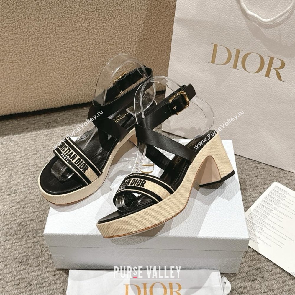 Dior Dway Heeled Sandals 7cm D22002 Black 2025 (MD-25022002)