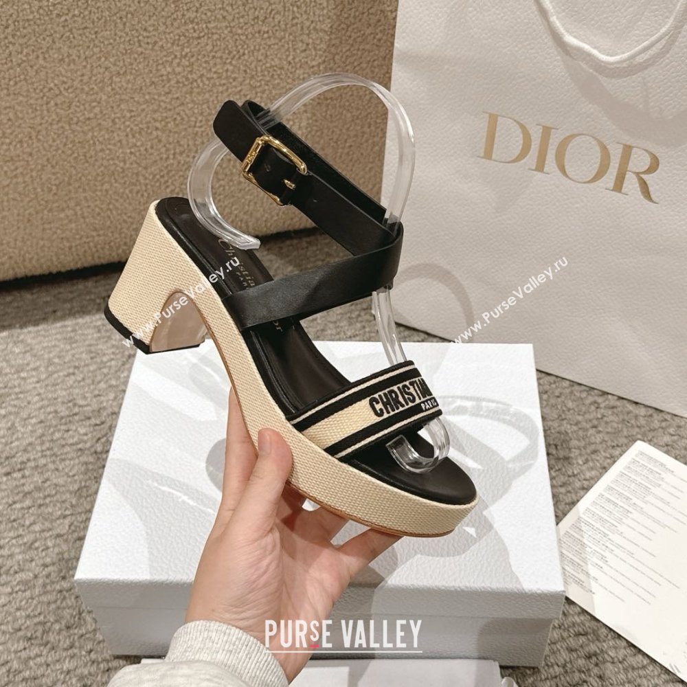 Dior Dway Heeled Sandals 7cm D22002 Black 2025 (MD-25022002)