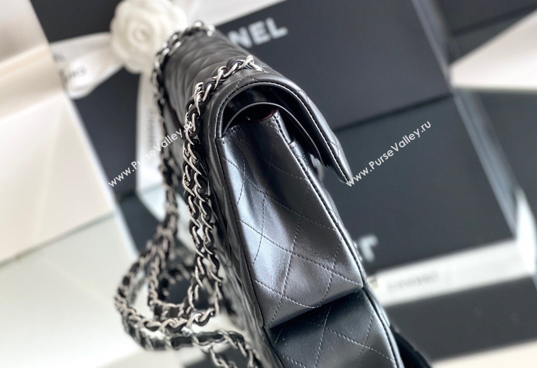 Chanel Quilted Lambskin Small Classic Flap Bag Black/Silver 2024 Original Quality (MHE-24031413)