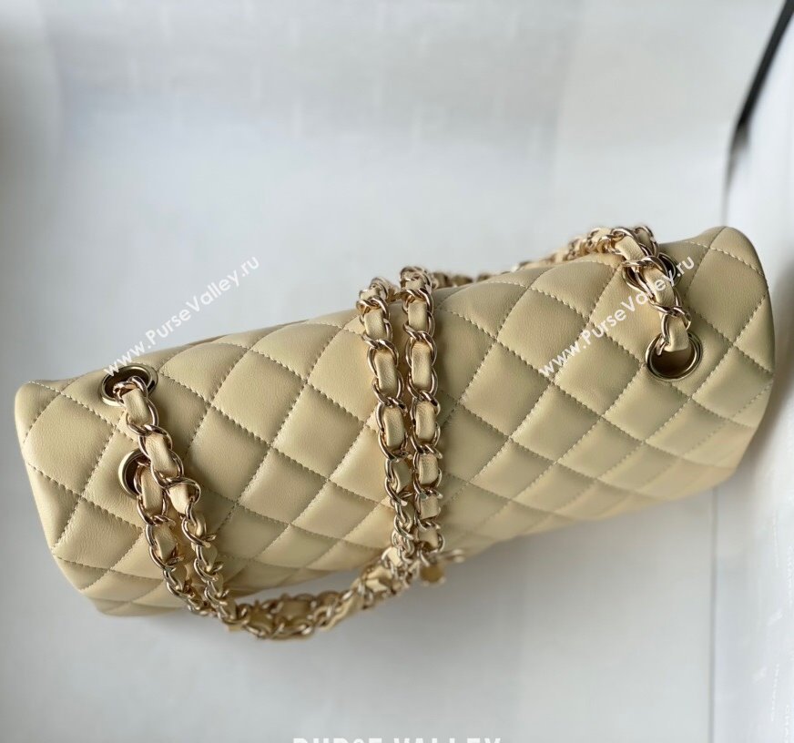 Chanel Quilted Lambskin Classic Medium Flap Bag A01112 Yellow/Light Gold 2021 (SM-210930061)