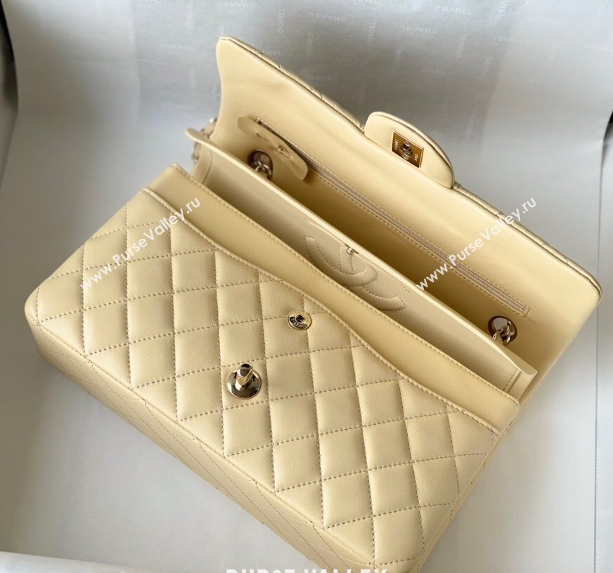 Chanel Quilted Lambskin Classic Medium Flap Bag A01112 Yellow/Light Gold 2021 (SM-210930061)