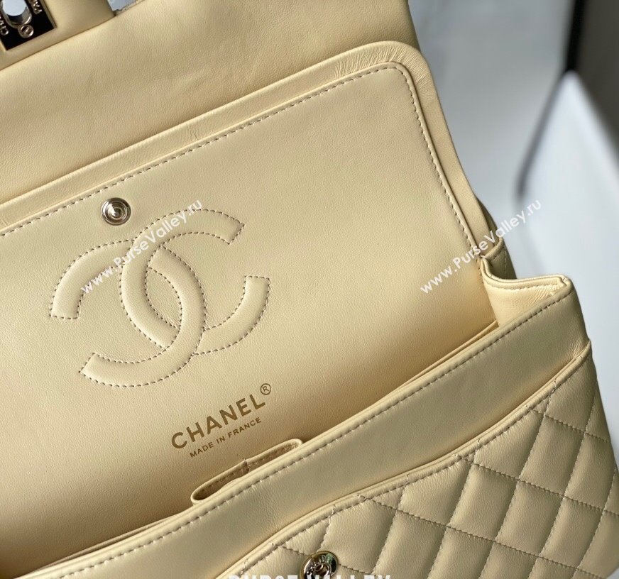 Chanel Quilted Lambskin Classic Medium Flap Bag A01112 Yellow/Light Gold 2021 (SM-210930061)