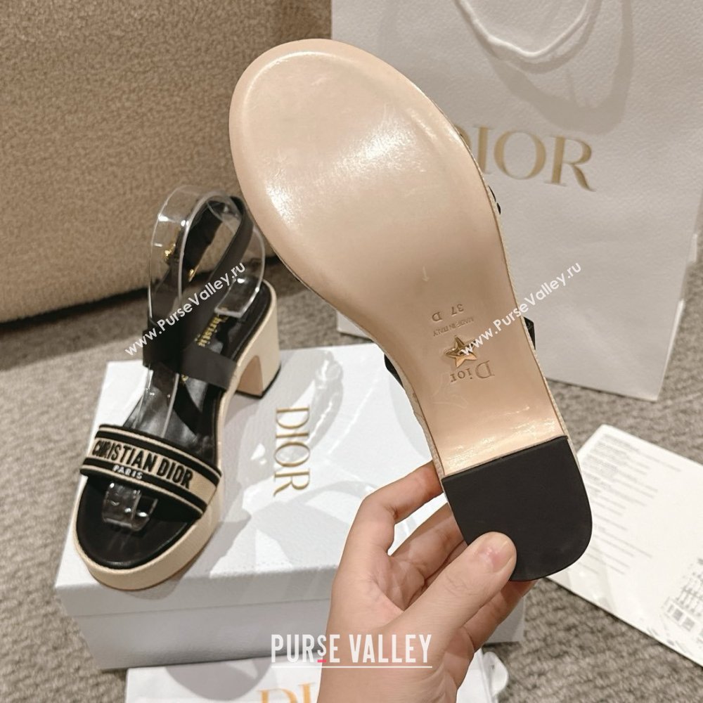 Dior Dway Heeled Sandals 7cm D22002 Black 2025 (MD-25022002)