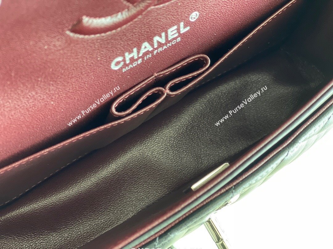 Chanel Quilted Lambskin Small Classic Flap Bag Black/Silver 2024 Original Quality (MHE-24031413)