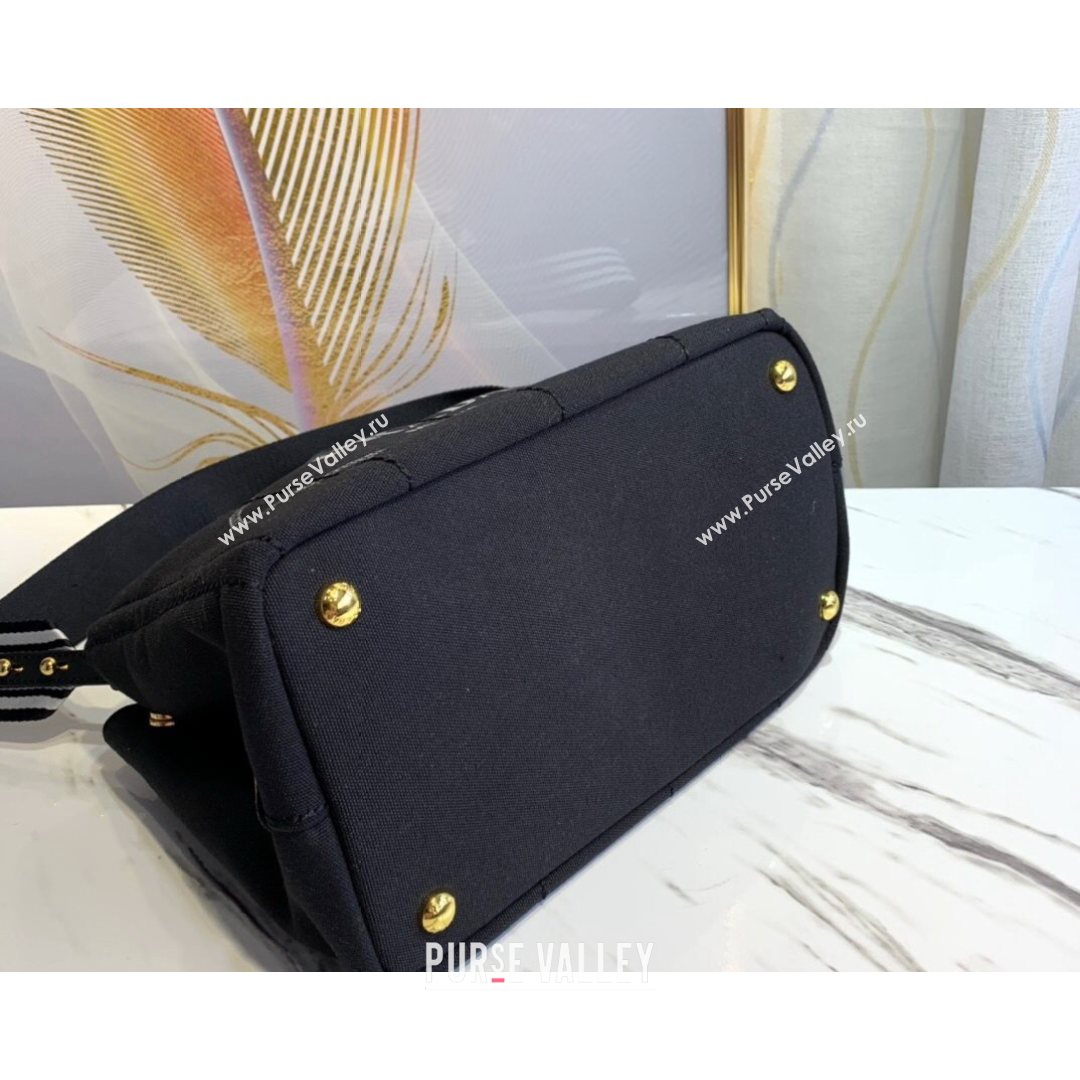 Prada Small Cotton Canvas Tote 1BG439 Black 2021 (YZ-21080439)