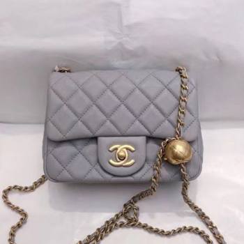 Chanel Lambskin & Gold-Tone Metal Flap Bag AS1786 Gray 2020 TOP (SMJD-20112327)