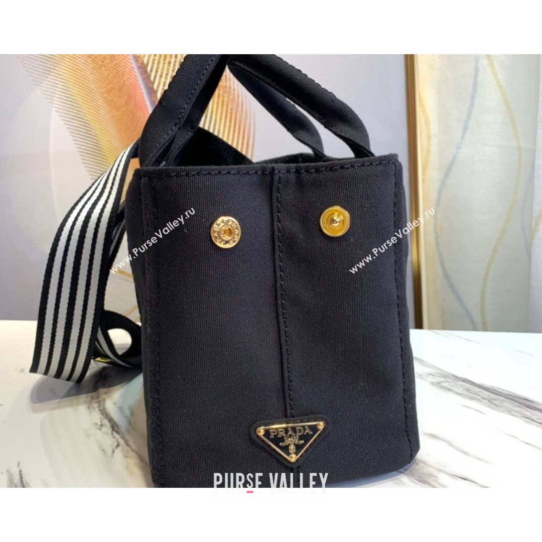 Prada Small Cotton Canvas Tote 1BG439 Black 2021 (YZ-21080439)