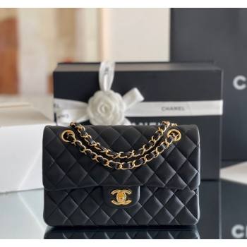 Chanel Quilted Lambskin Small Classic Flap Bag Black/Gold 2024 Original Quality (MHE-24031412)