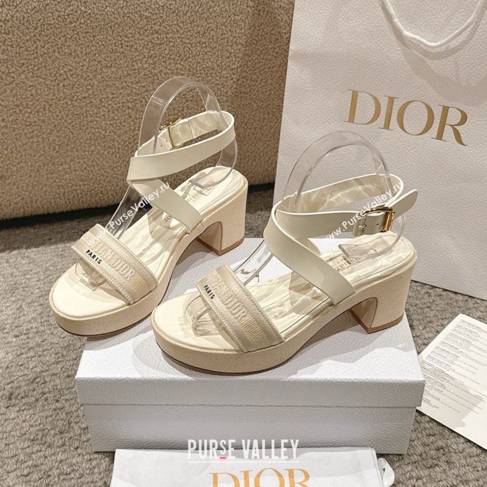Dior Dway Heeled Sandals 7cm D22002 Beige 2025 (MD-25022010)