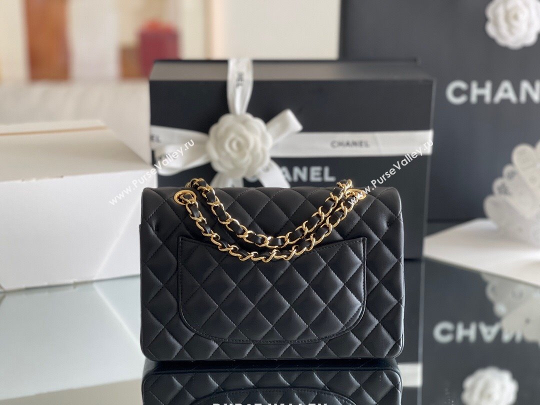 Chanel Quilted Lambskin Small Classic Flap Bag Black/Gold 2024 Original Quality (MHE-24031412)