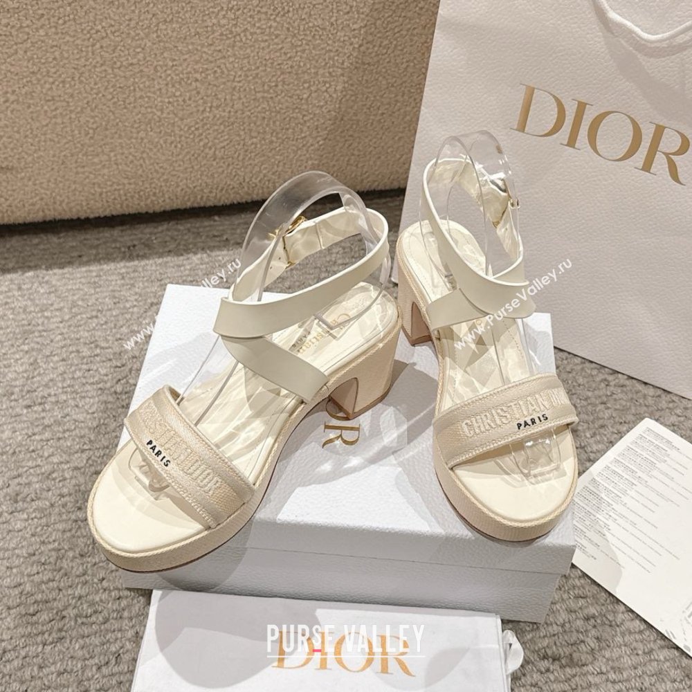 Dior Dway Heeled Sandals 7cm D22002 Beige 2025 (MD-25022010)