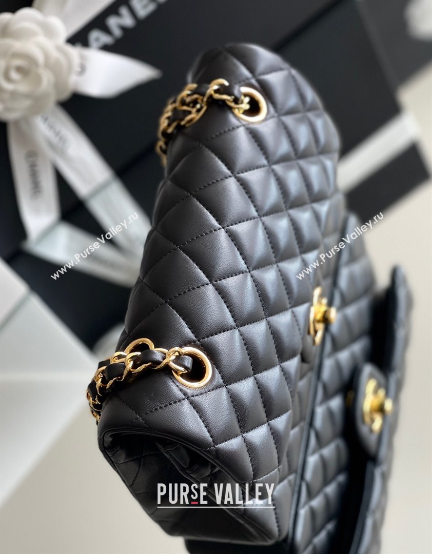 Chanel Quilted Lambskin Small Classic Flap Bag Black/Gold 2024 Original Quality (MHE-24031412)