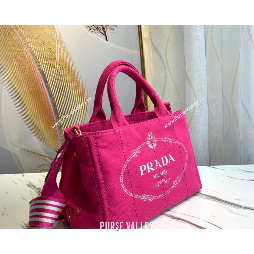 Prada Small Cotton Canvas Tote 1BG439 Dark Pink 2021 (YZ-21080440)