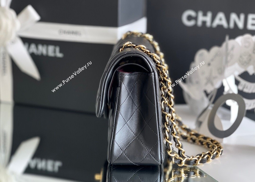 Chanel Quilted Lambskin Small Classic Flap Bag Black/Gold 2024 Original Quality (MHE-24031412)