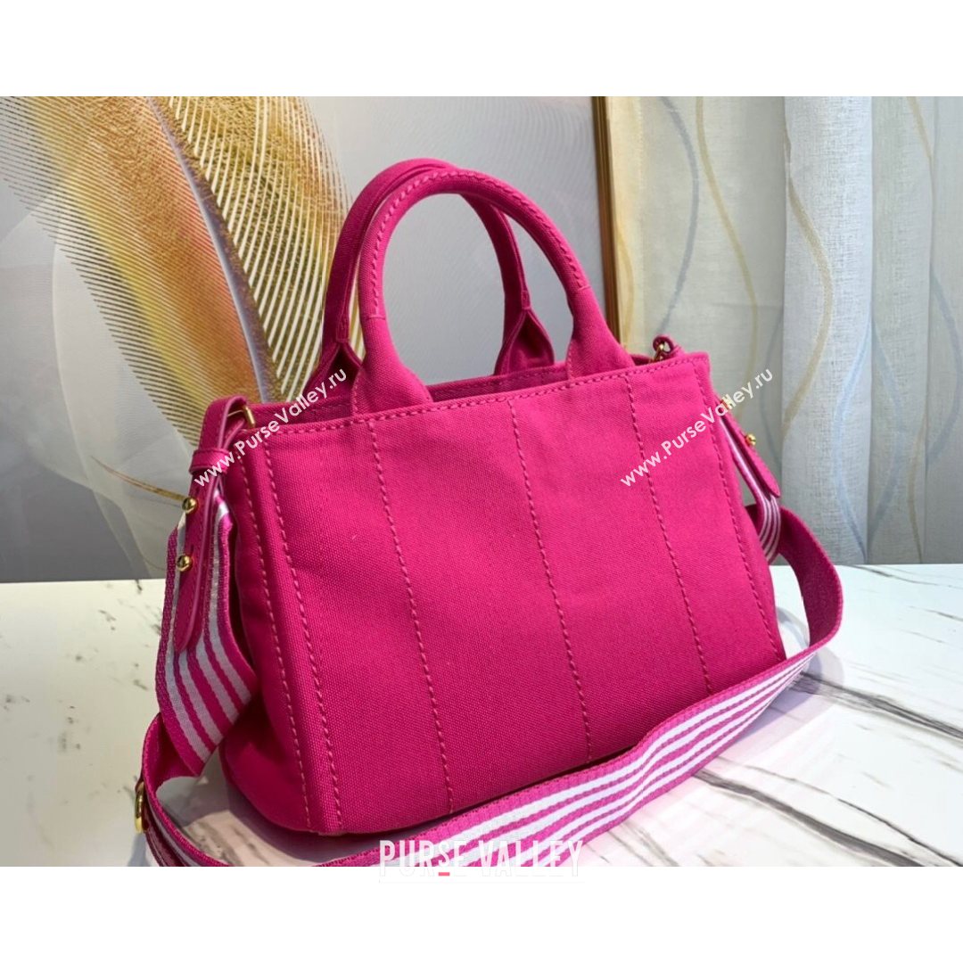 Prada Small Cotton Canvas Tote 1BG439 Dark Pink 2021 (YZ-21080440)