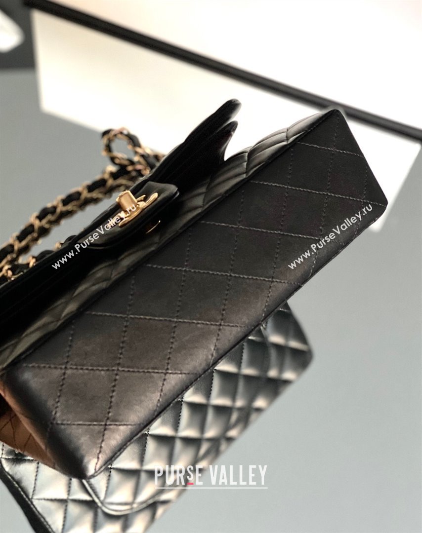 Chanel Quilted Lambskin Small Classic Flap Bag Black/Gold 2024 Original Quality (MHE-24031412)