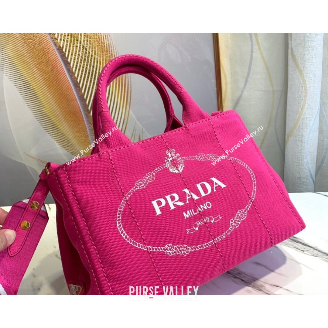 Prada Small Cotton Canvas Tote 1BG439 Dark Pink 2021 (YZ-21080440)