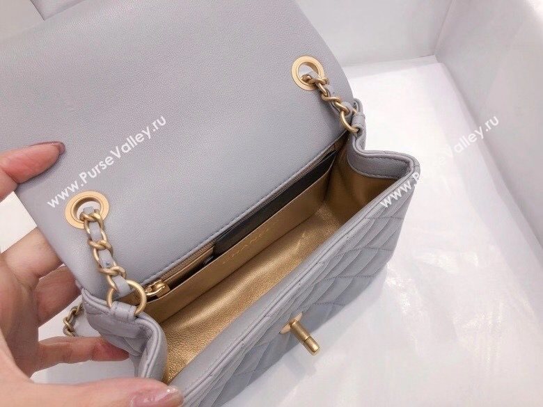 Chanel Lambskin & Gold-Tone Metal Flap Bag AS1786 Gray 2020 TOP (SMJD-20112327)