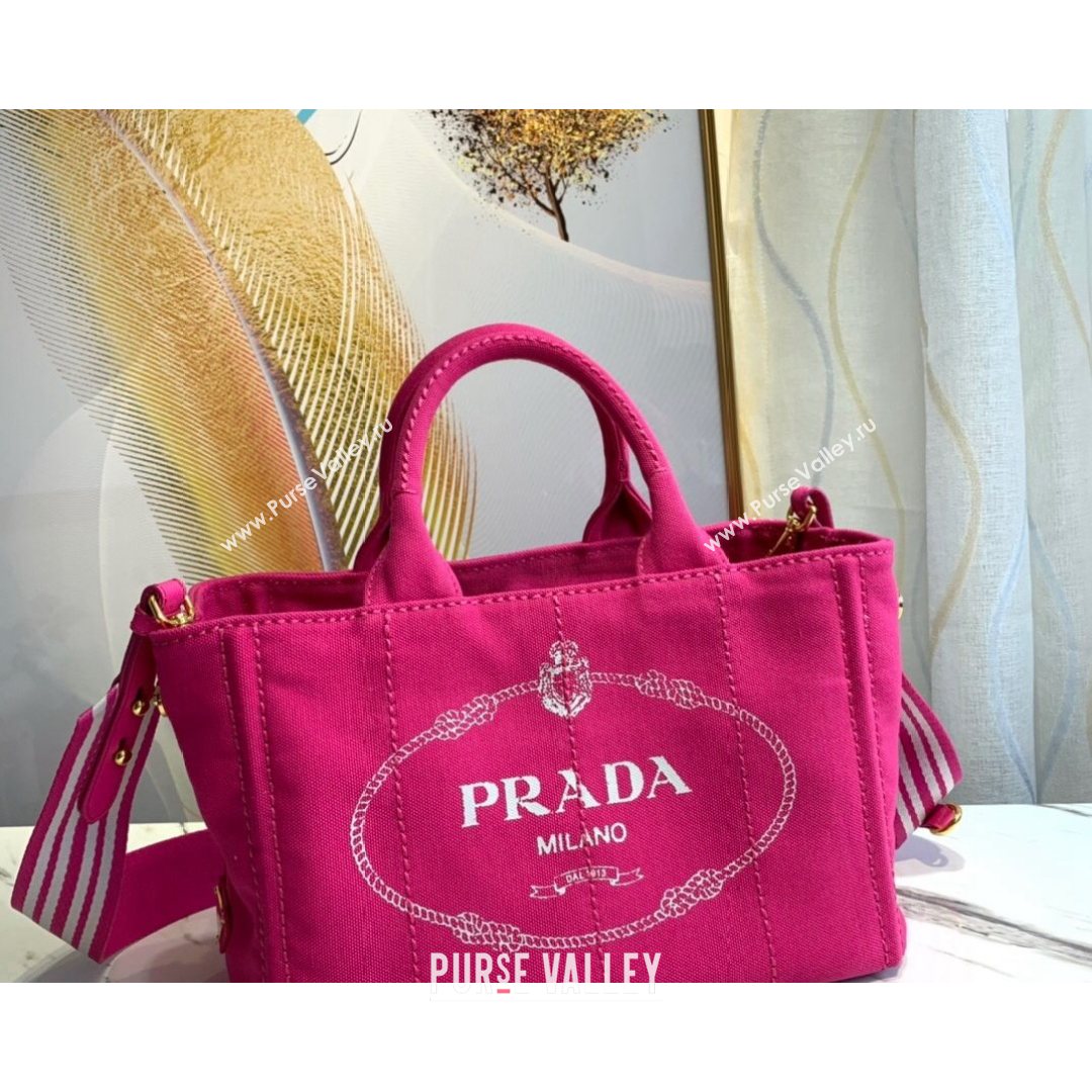 Prada Small Cotton Canvas Tote 1BG439 Dark Pink 2021 (YZ-21080440)