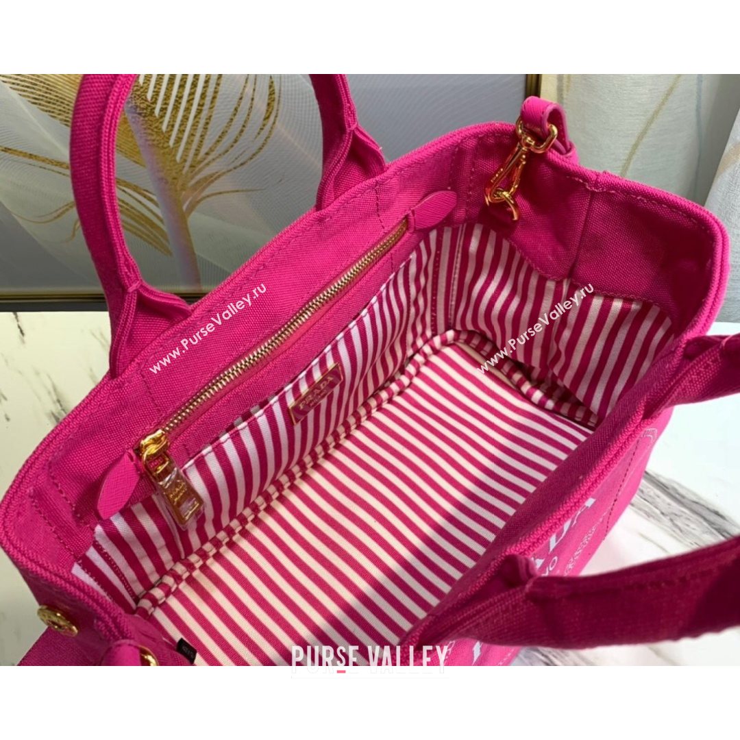 Prada Small Cotton Canvas Tote 1BG439 Dark Pink 2021 (YZ-21080440)