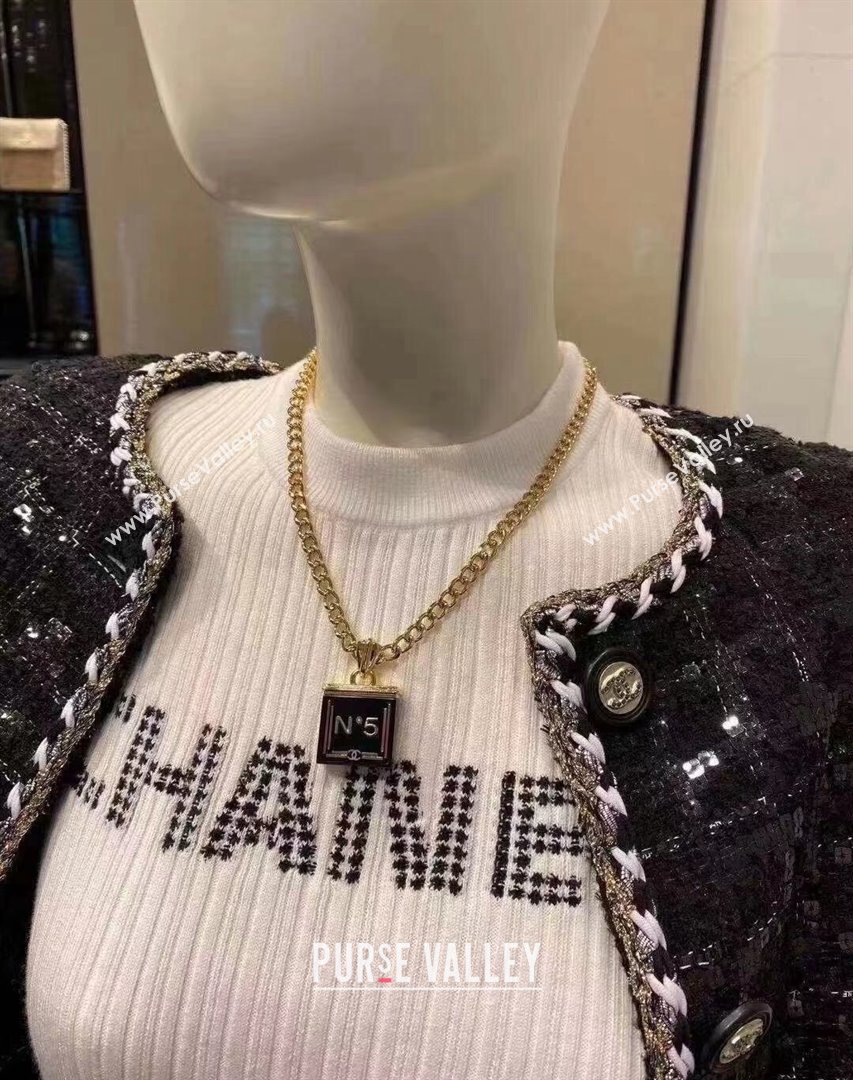 Chanel N5 Necklace Black/White 2021 100849 (YF-21100889)
