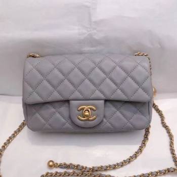 Chanel Lambskin & Gold-Tone Metal Flap Bag AS1787 Gray 2020 TOP (SMJD-20112334)