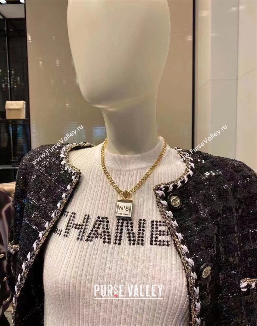 Chanel N5 Necklace Black/White 2021 100849 (YF-21100889)