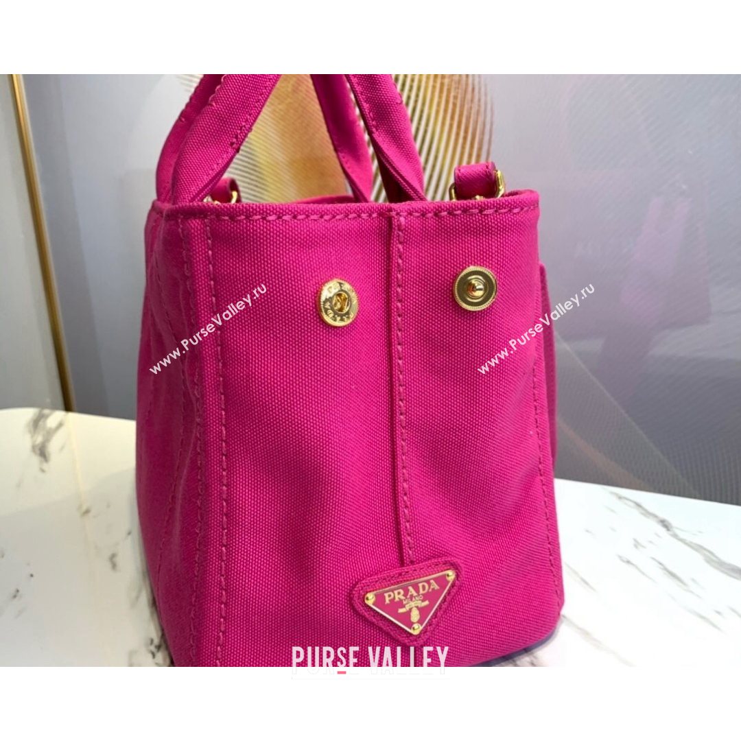 Prada Small Cotton Canvas Tote 1BG439 Dark Pink 2021 (YZ-21080440)